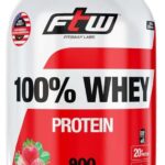 FTW 100% Whey Protein com Proteína Concentrada WPC, Suplemento Alimentar Pós-Treino em Pó com Fonte de Proteína do Soro do Leite, Alto Valor Biológico, Sem Glúten – Pote 900g (Sabor Morango)