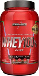 Integralmédica - Whey Protein Concentrado Chocolate Maltado 100% Pure - 21g de Proteína por Scoop, Suplementação Alimentar Pós-Treino, Fórmula Enriquecida com BCAAs - Pote 900g