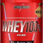 Integralmedica - Whey Protein Concentrado Morango 100% Pure - 21g de Proteína por Scoop, Suplementação Alimentar Pós-Treino, Fórmula Enriquecida com BCAAs - Pote 900g