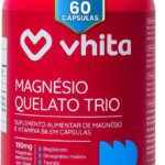 Magnésio Quelato Trio, Dimalato, Bisglicinato e Taurato com Vitamina B6 350mg Vhita 60 Cápsulas