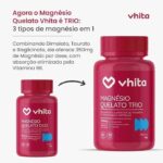 Magnésio Quelato Trio, Dimalato, Bisglicinato e Taurato com Vitamina B6 350mg Vhita 60 Cápsulas - Imagem 2