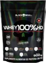 Refil Whey 100% Hd Morango 900G, Black Skull